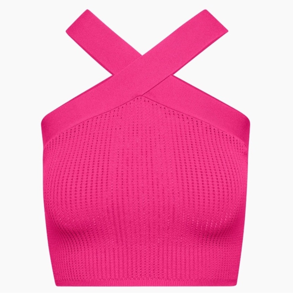 ARITZIA Babaton Fuchsia Cross-Back Crop Top